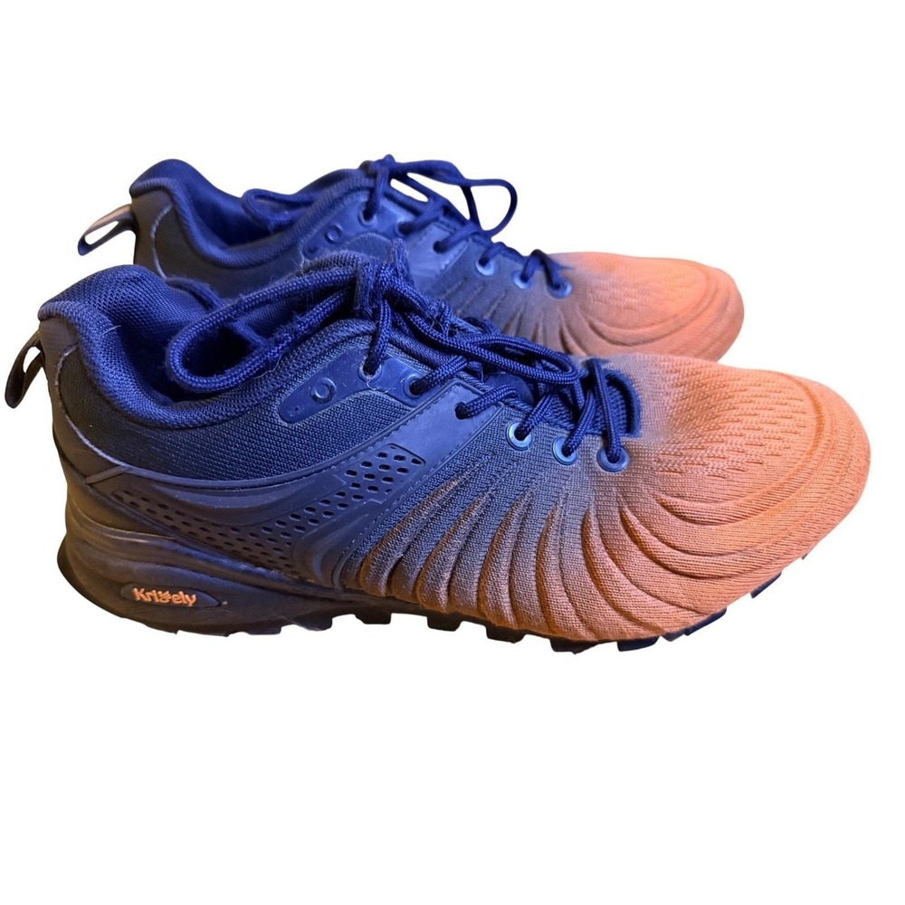 Kricely Men Trail Shoes Orange Black Lace Up Athletic Sneakers Size 42 EU 8 US